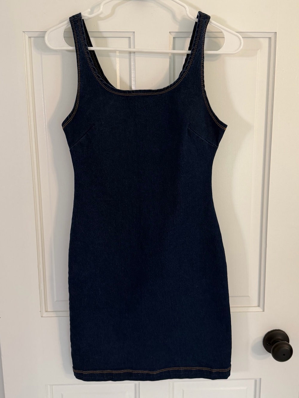 RDI Dark Wash Denim Bodycon Mini Dress Small Back Zip Y2K
